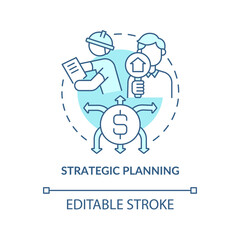 Strategic planning turquoise concept icon. Type of planning abstract idea thin line illustration. Reviewing direction. Isolated outline drawing. Editable stroke. Arial, Myriad Pro-Bold fonts used