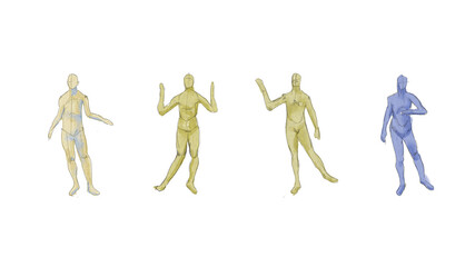 Architectural impressionist watercolor human people color sketch with pencil line on white background 