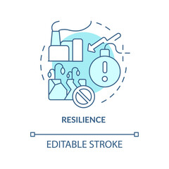 Resilience turquoise concept icon. Sustainable land management abstract idea thin line illustration. Slow land degradation. Isolated outline drawing. Editable stroke. Arial, Myriad Pro-Bold fonts used