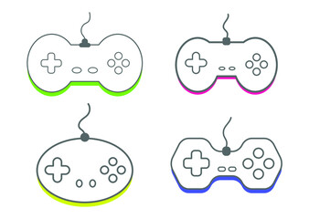 Collection set icon Game console joystick