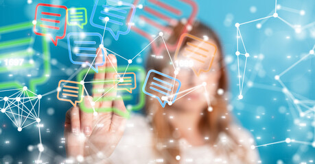 Neural network 3D illustration. Big data and cybersecurity