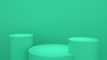 light green stand on a light green background,mock up podium for product presentation,3D rendering