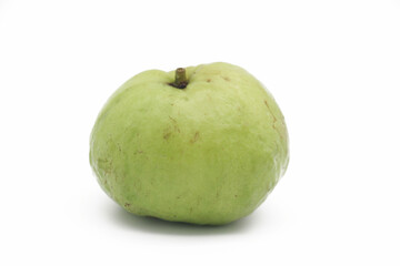 fresh ripe green guava or peyara over on white background