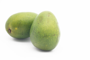 fresh ripe green mango over on white background, sweet mango