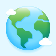 World Earth Day Caring Planet Isolated Eco Sustainability Responsibility Concept Cartoon Vector 3d reflect Illustration