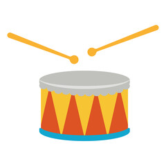 Flat icon baby drum isolated on white background. Vector illustration.