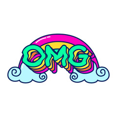 omg writing vector with rainbow concept