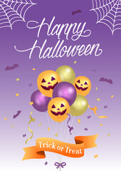 Happy halloween card (portrait) template vector illustration