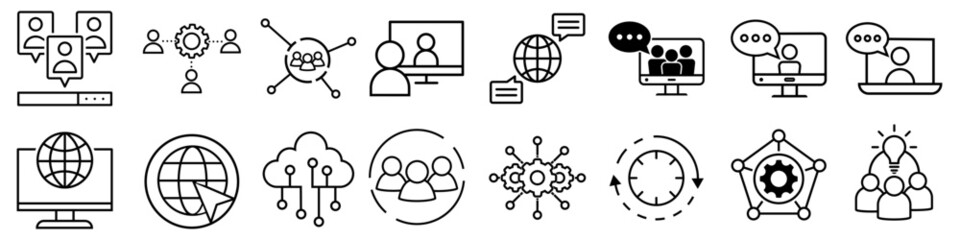 Communication icon vector set. Conversation illustration sign collection. Forum symbol.