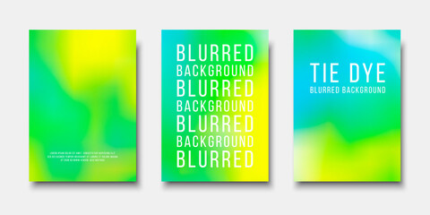 Set of abstract cover templates with place for text. Light spring Blurred backgrounds in Tie dye style