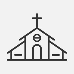 Church building icon isolated flat design vector illustration.