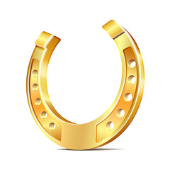 Golden horseshoe, lucky St. Patricks day symbol. Good luck sign