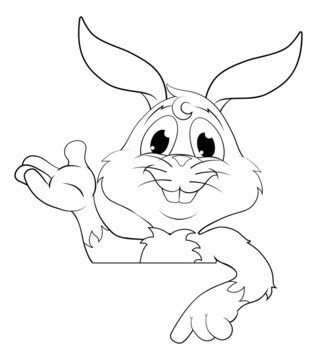 recommend clip art: Easter Bunny Rabbit Cartoon Character Peeking Sign