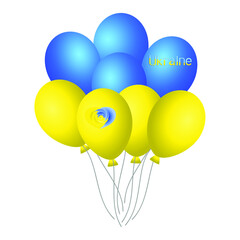 Yellow and blue balls with the inscription Ukraine on a white background.