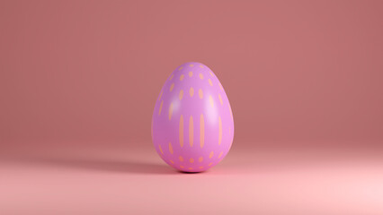Colorful Easter egg isolated on pink background - 3D rendering