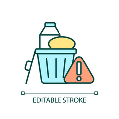 Food waste RGB color icon. Organic garbage and compost. Pollution and greenhouse gas issue. Isolated vector illustration. Simple filled line drawing. Editable stroke. Arial font used
