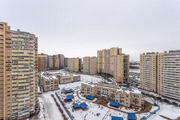 View of the sleeping area in winter in cloudy weather, the city of St. Petersburg