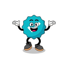 verified sign cartoon searching with happy gesture