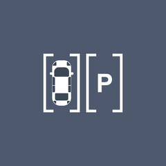 Flat icon car parking isolated on dark blue background. Vector illustration.