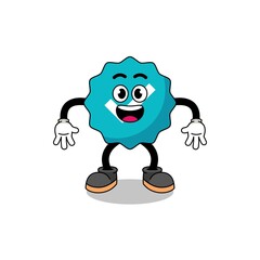 verified sign cartoon with surprised gesture