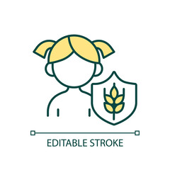Children and food security RGB color icon. Feeding kids. Available and accessible products. Isolated vector illustration. Simple filled line drawing. Editable stroke. Arial font used