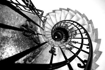 spiral staircase in the old building.