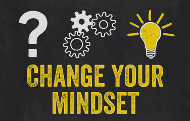 Question Mark, Gears, Light Bulb Concept - Change your mindset