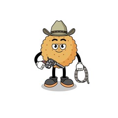Character mascot of biscuit round as a cowboy