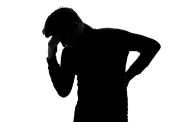 A man back pain after exercise concept.