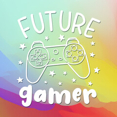 Future Gamer Illustration Clip Art Design Shape. Controller Children Player Silhouette Icon Vector.