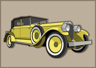 Retro Style Car Poster. 1920s Art Deco Style Illustration