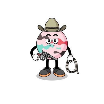 Character mascot of bath bomb as a cowboy