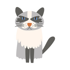 Cute Cat portrait on isolated background. Vector illustration.