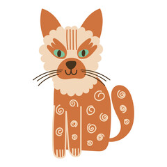 Cat portrait on isolated background. Vector illustration.
