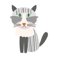 Norwegian Forest Cat portrait on isolated background. Vector illustration.