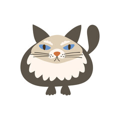 Ragdoll Cat portrait on isolated background. Vector illustration.