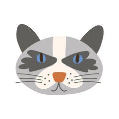 Cat Face Portrait - Siberian. Vector illustration.
