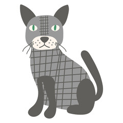 Cute Cat portrait on isolated background. Vector illustration.