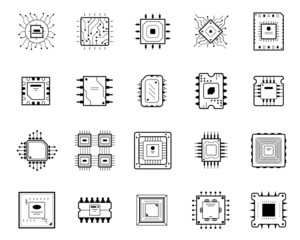 microchip icons silhouette
