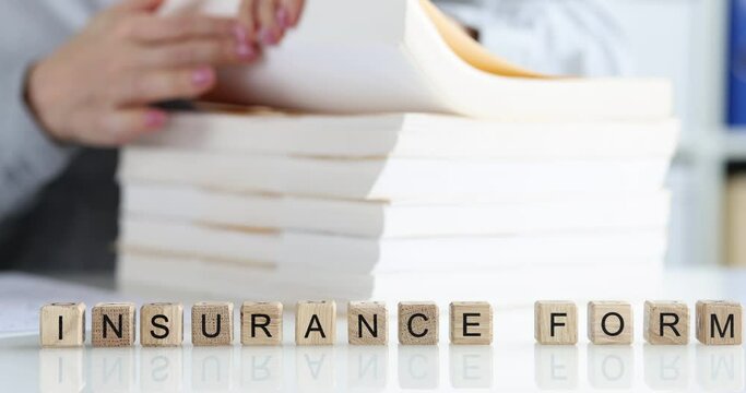 Insurance form of medical documents or property closeup