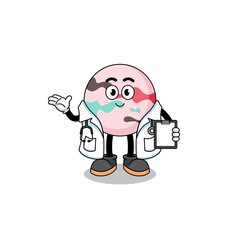 Cartoon mascot of bath bomb doctor