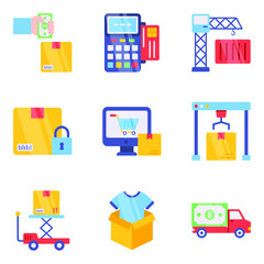 Pack of Logistic Delivery Flat Icons

