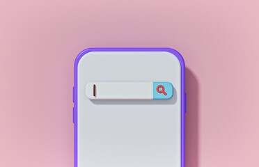 minimal search bar on smartphone. 3d rendering