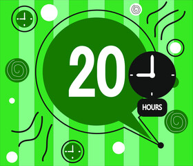 20 hour clock icon. vector green weather symbol