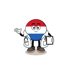 Cartoon mascot of netherlands flag doctor