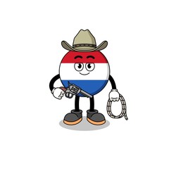 Character mascot of netherlands flag as a cowboy