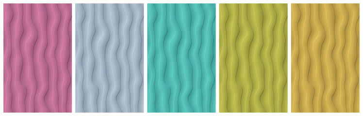 Abstract plain background set with colored smooth waves surface - five 10:16 images ( Size each: 2000 x 3200 ) - e.g. for book and ebook cover design or advertising