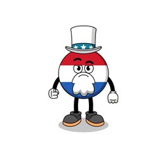 Illustration of netherlands flag cartoon with i want you gesture