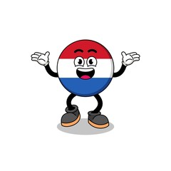 netherlands flag cartoon searching with happy gesture