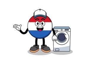 netherlands flag illustration as a laundry man